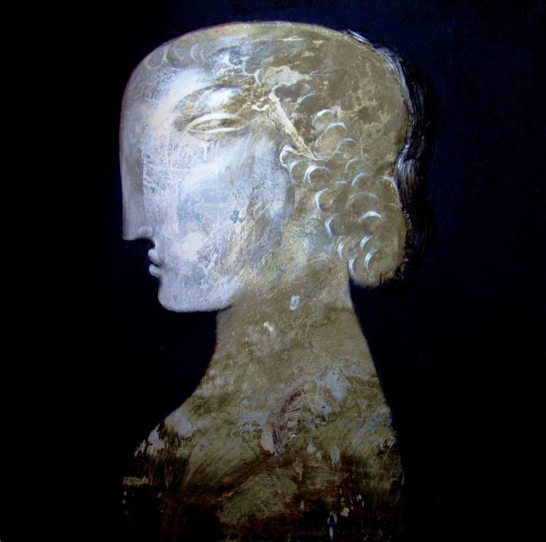 Lucretia Portrait, Black, White, Marble, Lucretia, Paintings