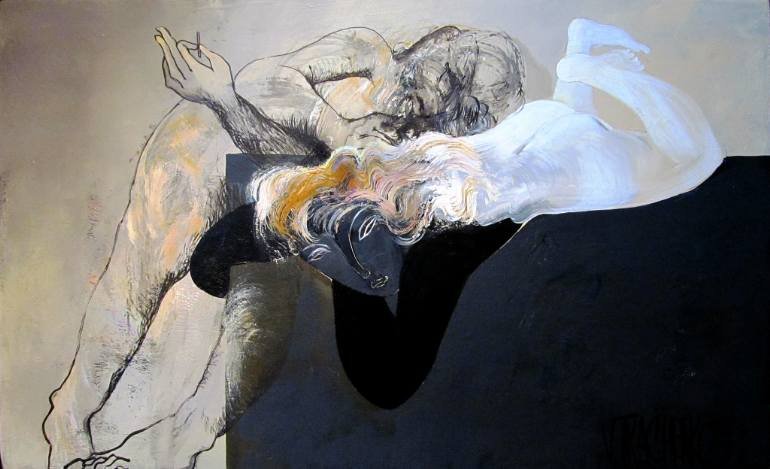 Puff sleep, clouds, paintings, grey, black