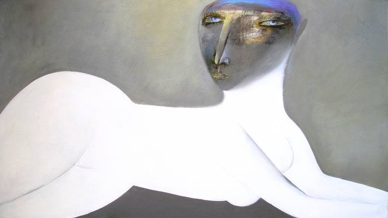 Sphinx Reclining, Sphinx, White, Woman, Grey, Nude