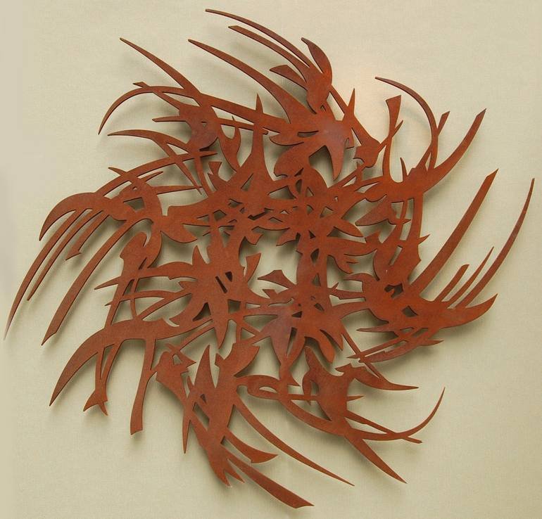 Birds, Rusty, Wall, Circle, Flying, Leaves, Movement