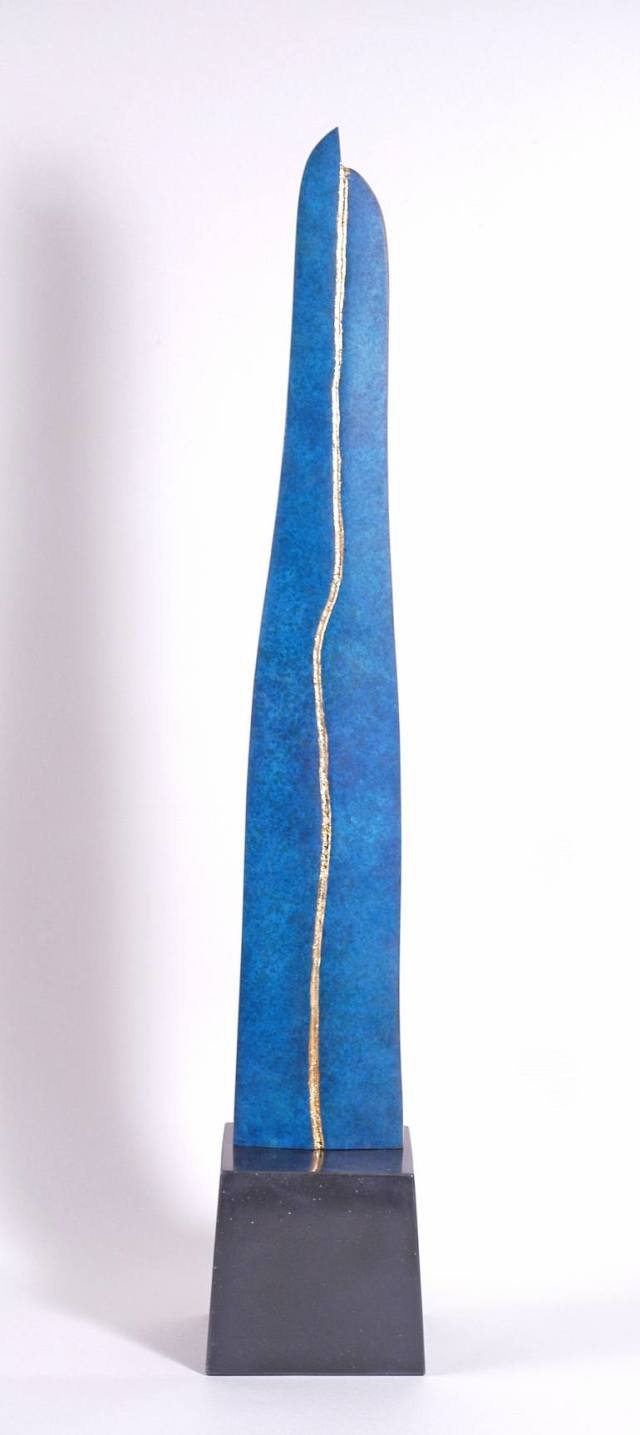 ROTATING, Turning, Yew, Bronze, Non-figurative, Abstract, Blue/grey, Interior, Under 60cms High