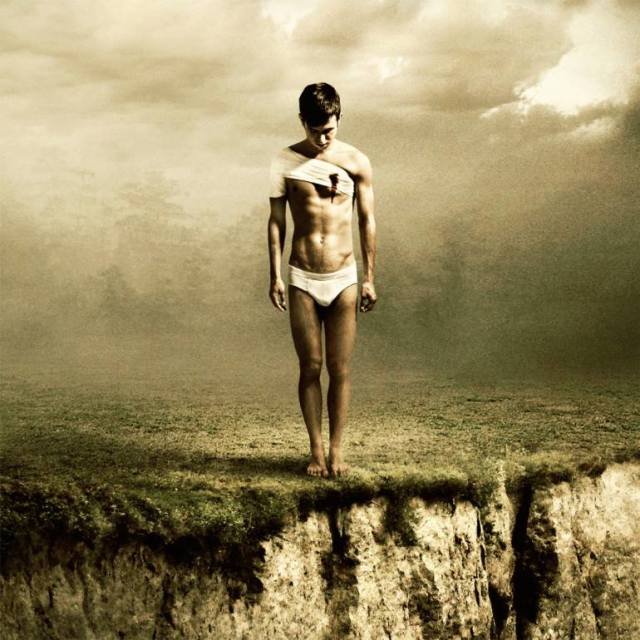 Sky, Stars, Boy, City, Alone, Emotive, Guy, Horizon, Landscape, Mood, Night