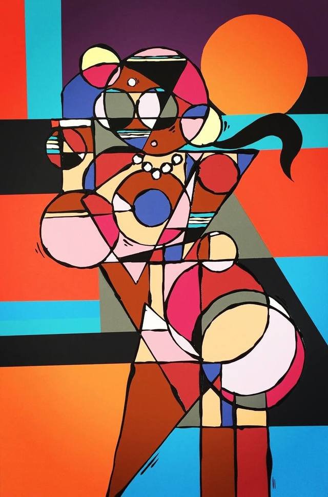 Portrait, Smoking, Woman, Streetart, Cubism, Girl, Nude