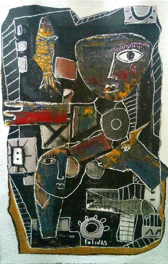 The fifth element | 23.6 H x 15.7 W x 0.8 in | $1,140 Primitive, Folinas, Figures, Art, Movies