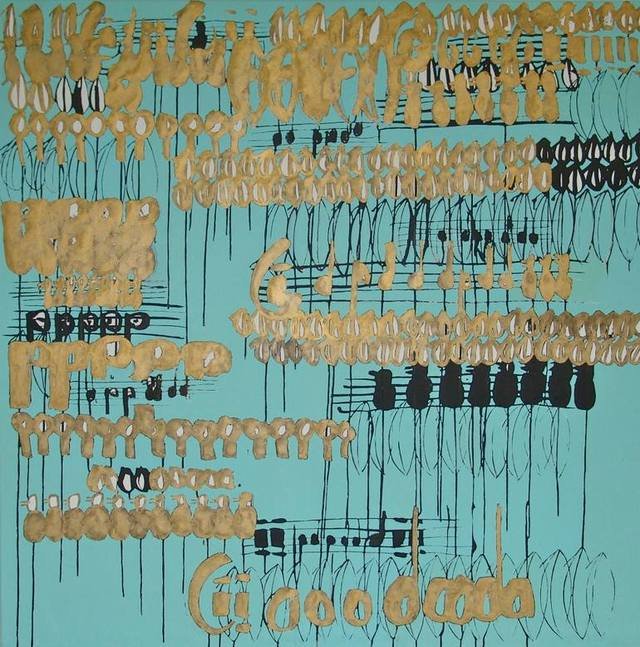 Symbols, Turquoise, Writing, Calligraphy, Gold, Graphic, Language, Letters, Music