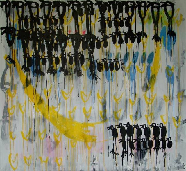 Birds, Writing, Calligraphy, Ink, Language, Moon