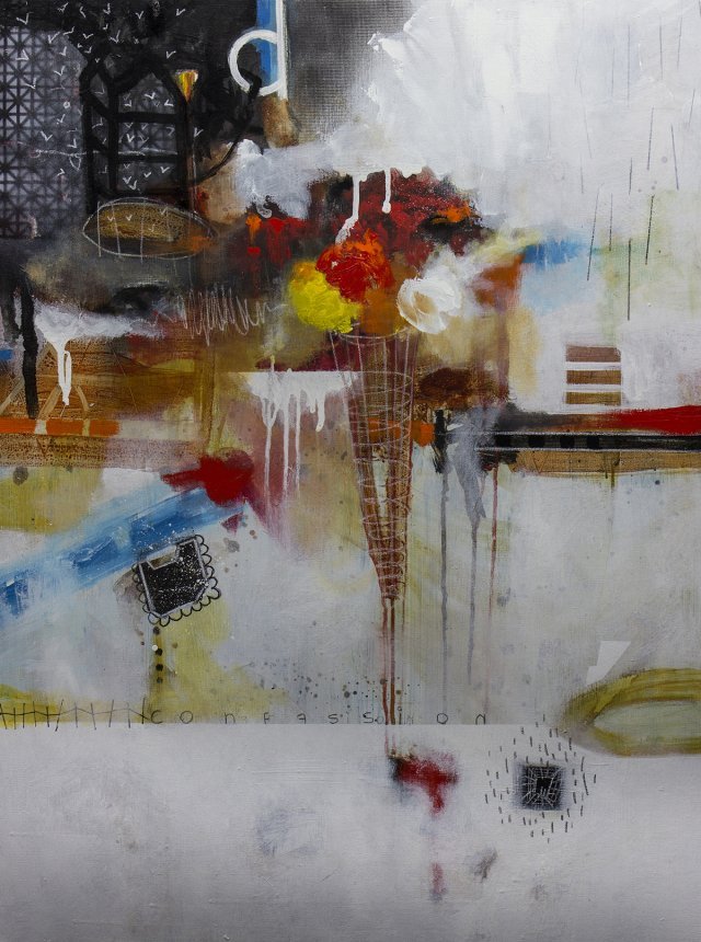 Reds, Blues, Mixedmedia, Colorful, Contemporary, Abstract, Landscape, Modern, Oil, Blacks