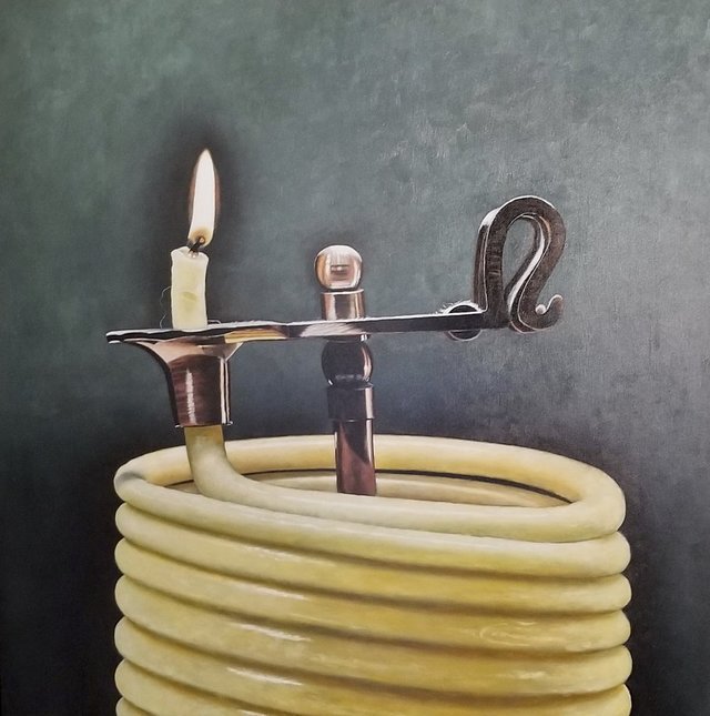 candle, fire, water, running, art, painting