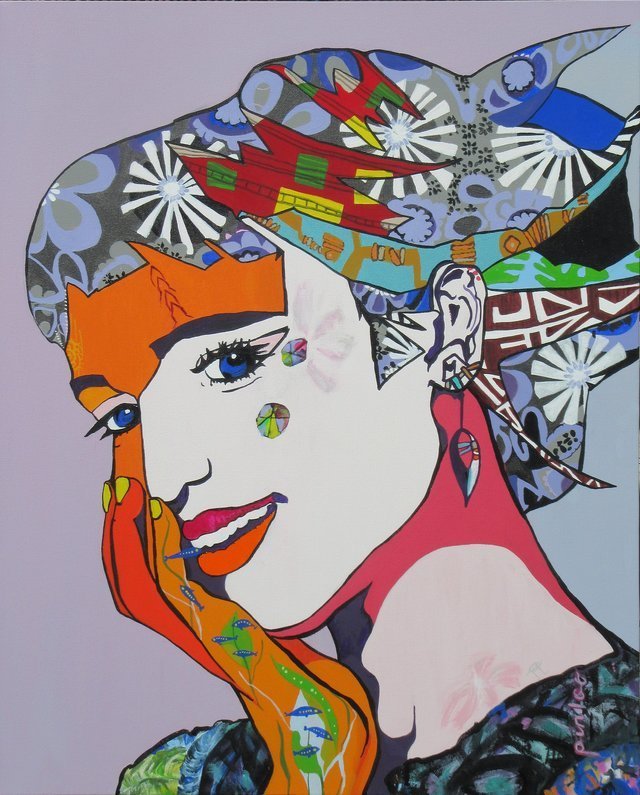 A SECRET SMILE | Painting | 60.9 X 76.2X 4 cm (24” X30” X 1.5”) $1,350 Pop Art by Lesley Taylor