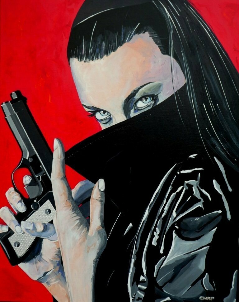 GUN GIRL Painting by Christophe HEYMANN | France