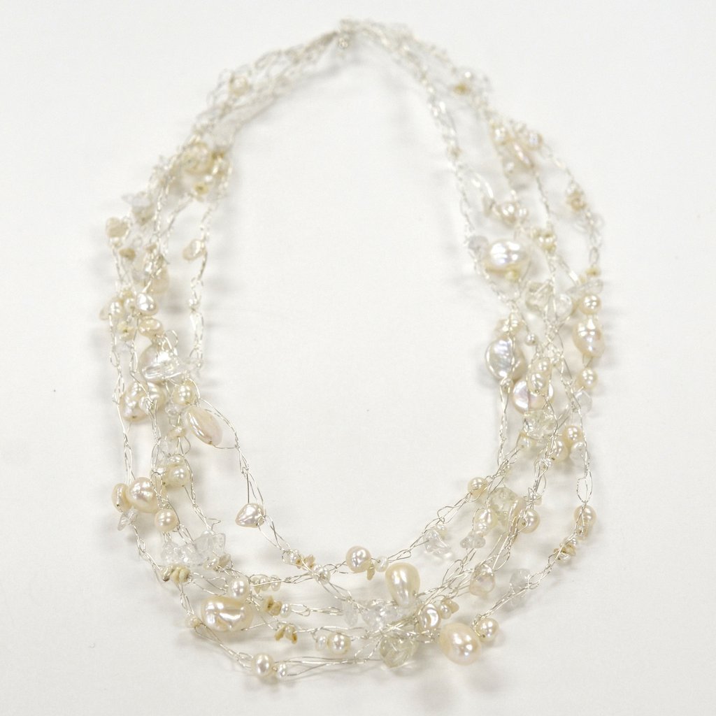 Cloud Necklace with Off-white Pearls and Quartz  | Jewelry  | Susan Freda