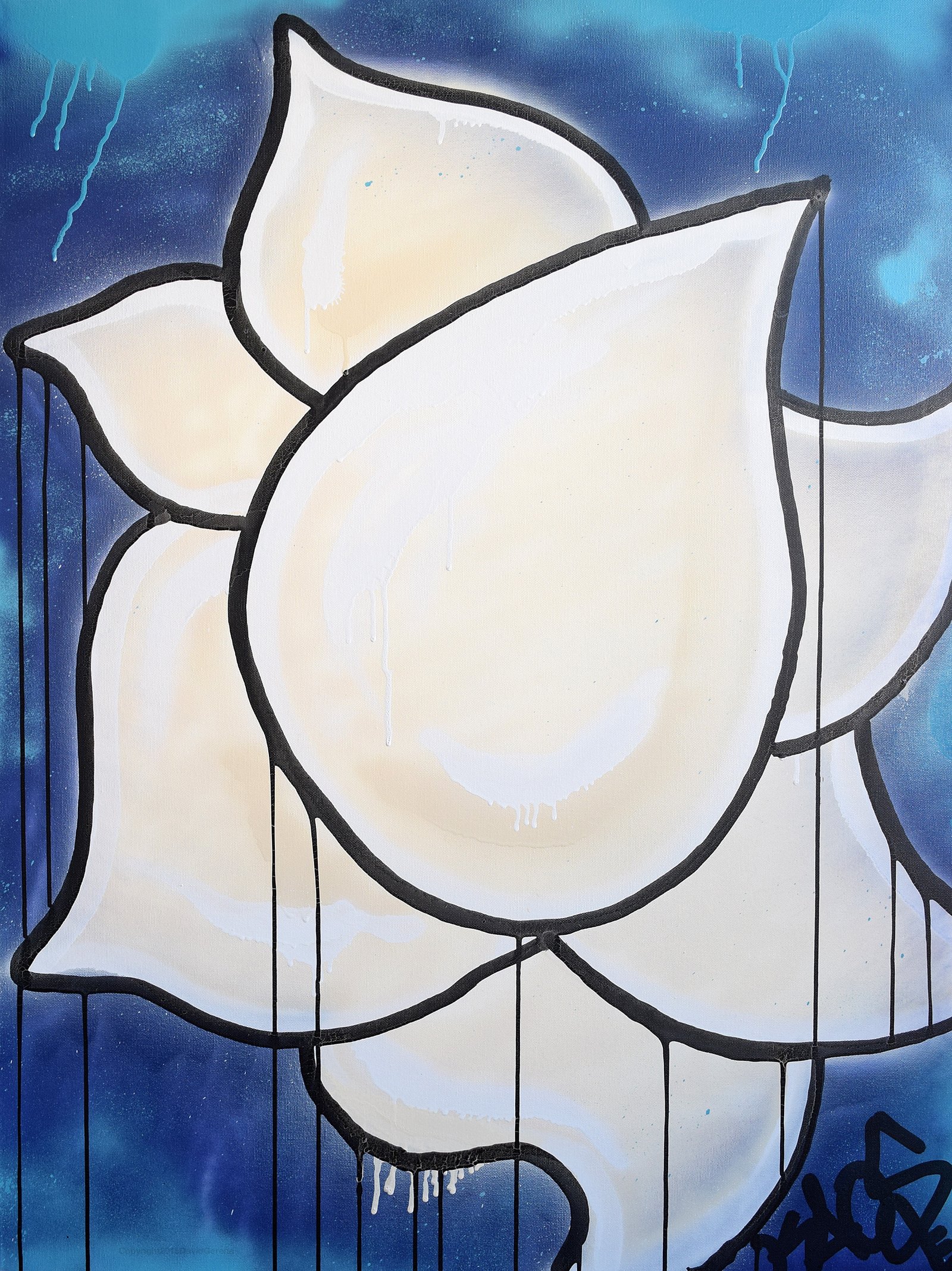  "Lotus on Blue Background" 